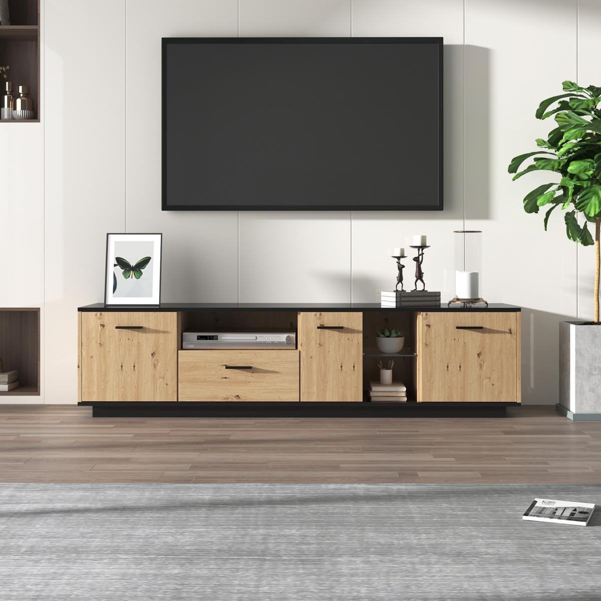 TV-SCHRANK Braun 180/40/45 cm - Braun, Glas/Holzwerkstoff (40/45/180cm) - Urban Meuble