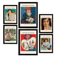 POSTER Set Mit 6 Henri Matisse Sammlung A3 & A4 Schwarzer Rahmen - Schwarz, Papier (29/3cm) - Nacnic