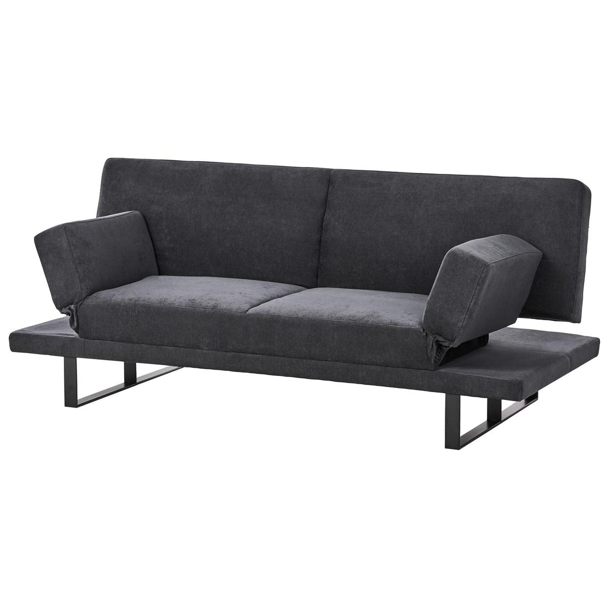 SCHLAFSOFA 2-Sitzer Chenillegewebe Schwarz York - Schwarz, Textil (190/81/89cm) - Beliani