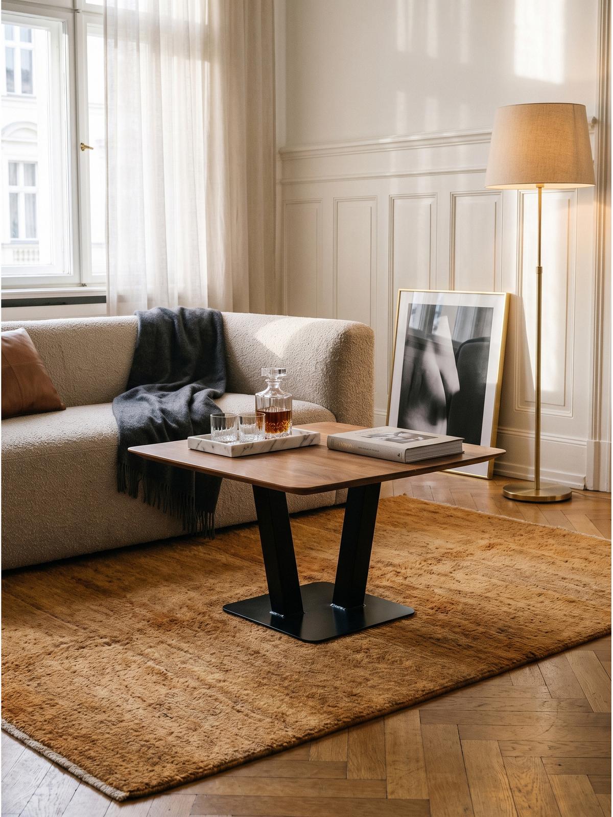 COUCHTISCH PERUGIA, Akazie Massivholz, Akazie-Schwarz, 60 x 60 x 40 cm - Schwarz/Akaziefarben, Holz/Metall (60/60/40cm) - KADIMA DESIGN