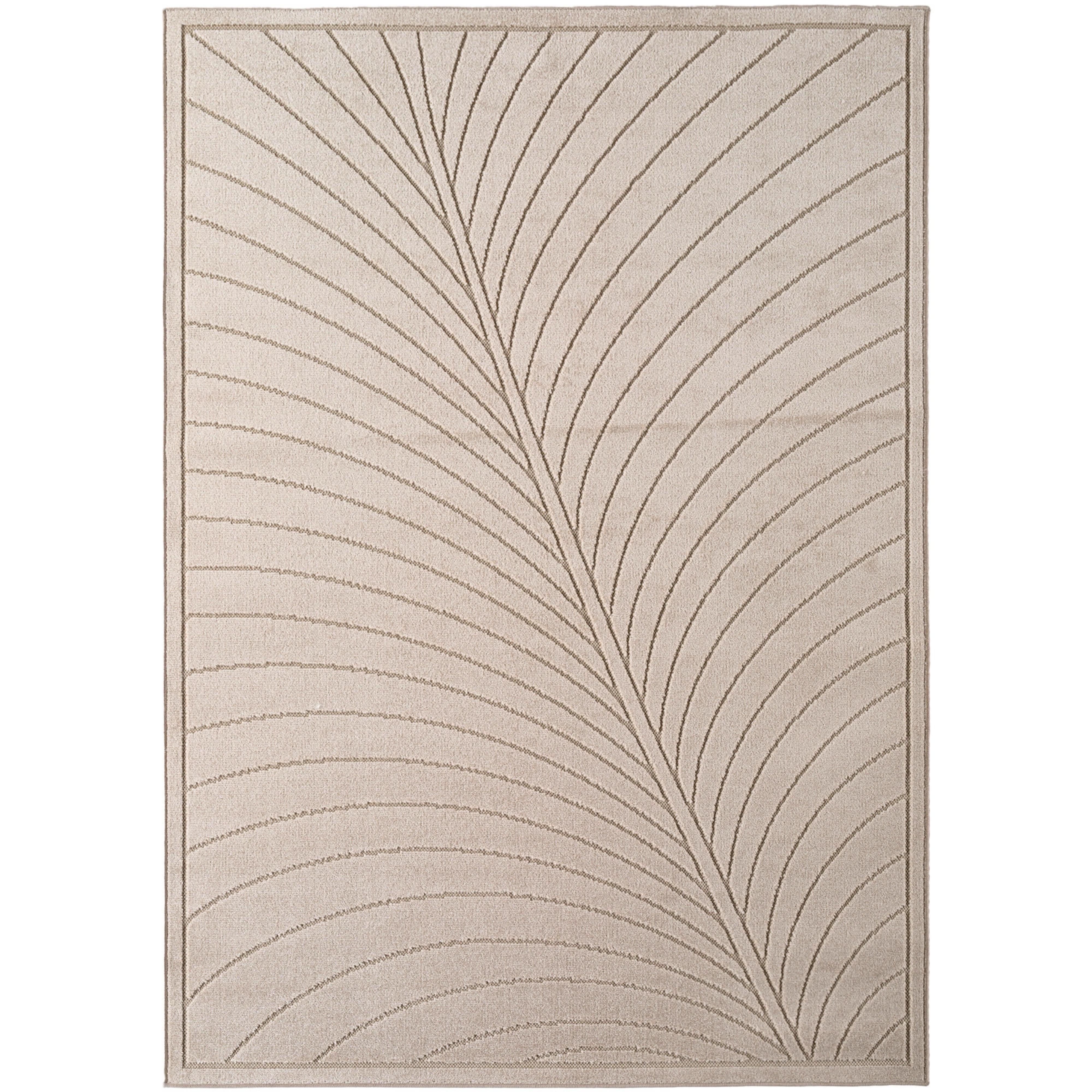 TEPPICH Outdoor, Fußbodenheizung-geeignet, mit Blattmotiv, aus Polypropylen, ENGADIN in Beige, 280 x 370 cm - Beige, Textil (280/370cm) - KADIMA DESIGN