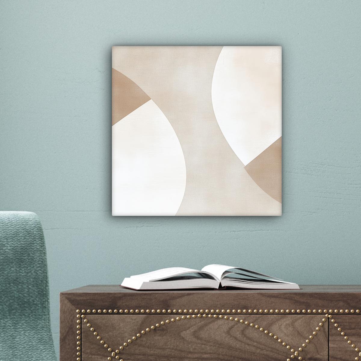 LEINWANDBILD Braun - Japandi - Abstrakt Deko Wohnzimmer 20x20 cm - Sandfarben, Textil (20/20cm) - MuchoWow