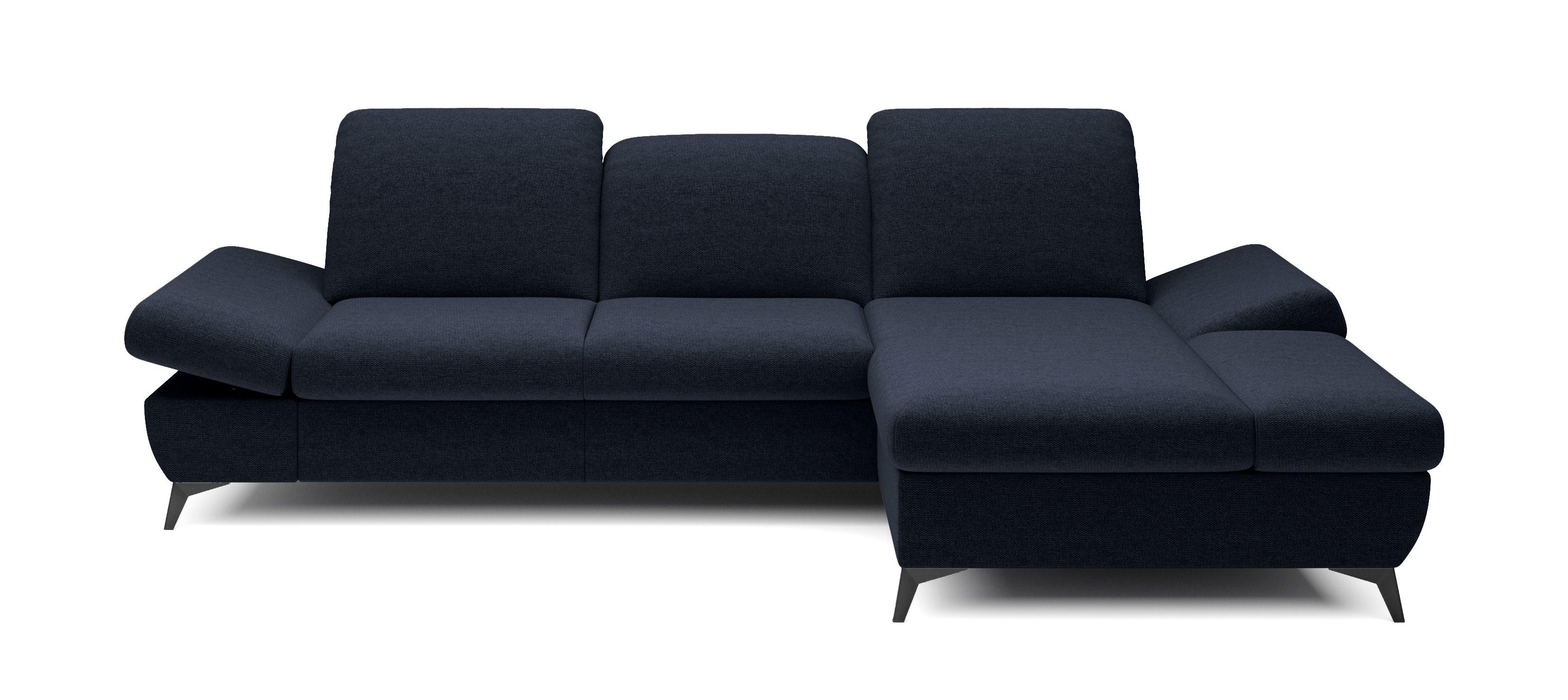 ECKSOFA FELICE R-S Dunkelblau Geflochtener Stoff mit Schlaffunktion - Dunkelblau, Holz (284/166cm) - MASSENO
