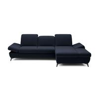 ECKSOFA FELICE R-S Dunkelblau Geflochtener Stoff mit Schlaffunktion - Dunkelblau, Holz (284/166cm) - MASSENO