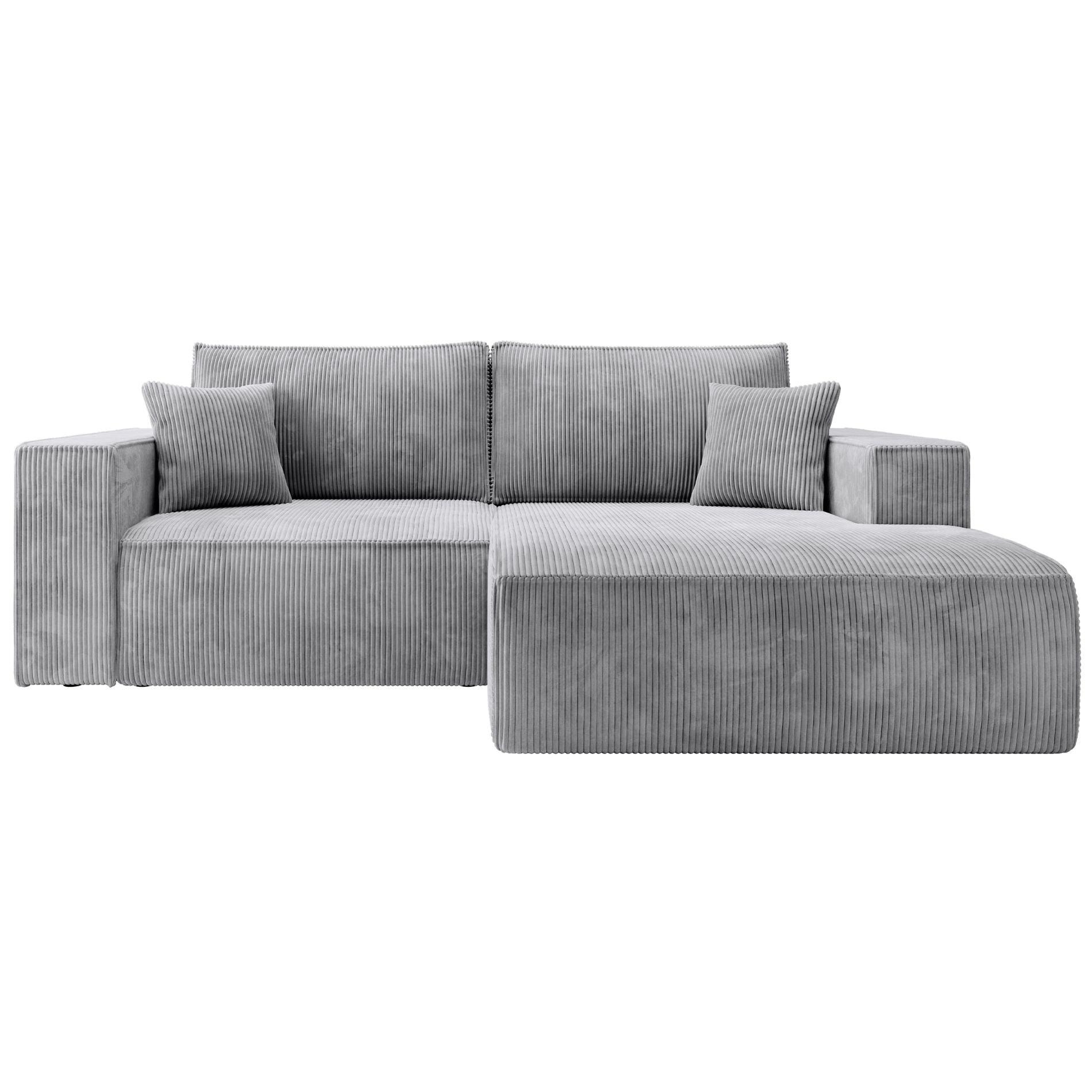 ECKSOFA Farese Mini mit Cordbezug Hellgrau, rechts - Hellgrau/Schwarz, Textil (167/240cm) - Selsey