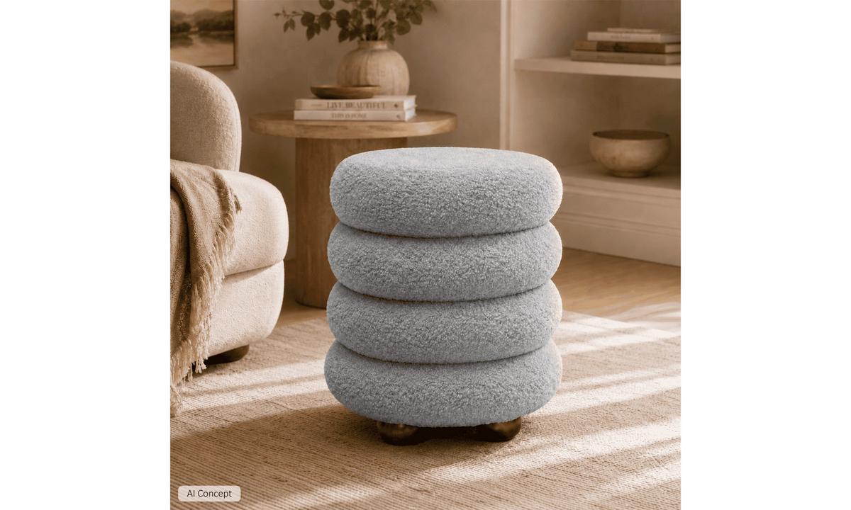 HOCKER NOLLIE 34/34/40 cm Grau - Braun/Grau, Holz/Textil (34/40/34cm) - Lookway