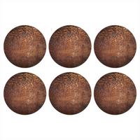 GLASUNTERSETZER 6er-Set Rund Stahl - Rost - Bronze - Struktur 10x10 cm - Rostfarben, Naturmaterialien (10/0.2cm) - MuchoWow