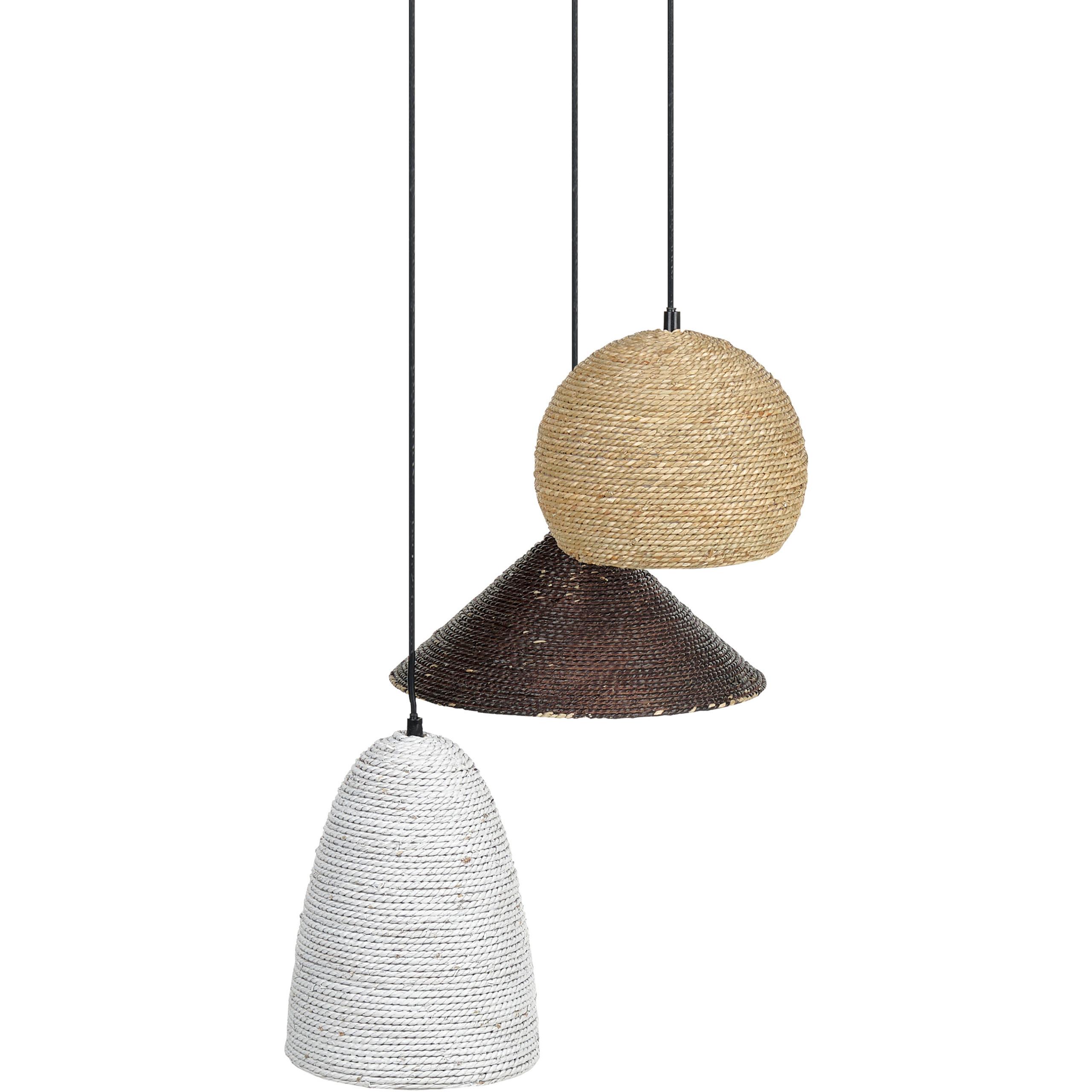 HÄNGELEUCHTE Endrick 55/55/120 cm - Weiß, Naturmaterialien (55/55/120cm) - Beliani