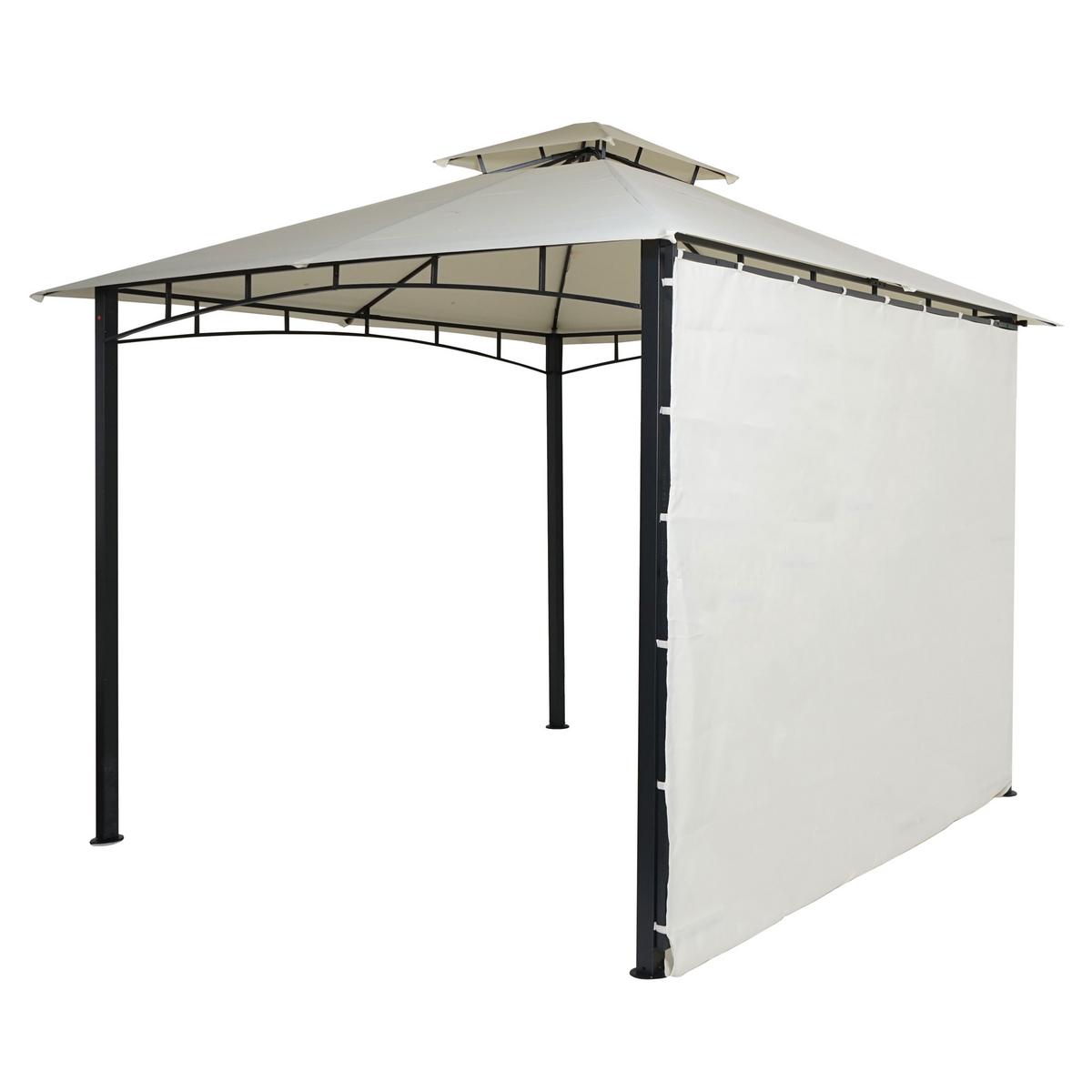 PERGOLA STAHL + SEITENWAND Cremeweiß - Weiß, Textil (490/275/250cm) - MCW