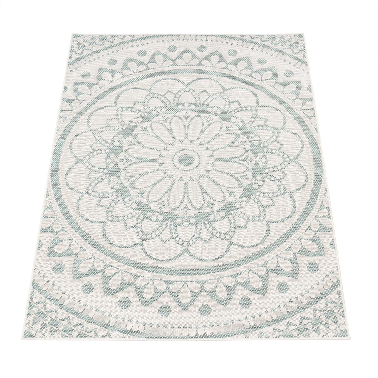 FLACHWEBTEPPICH, mit Mandala-Muster, Türkis, 80 x 150 cm - Blau, Textil (80/150cm) - KADIMA DESIGN