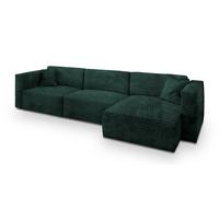 ECKSOFA TOLMO Grün Kordstoff mit Schlaffunktion - Grau/Grün, Holz/Kunststoff (347/148cm) - MASSENO