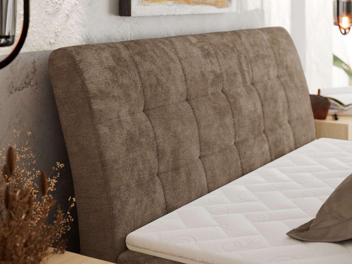 BOXBETT DAGOS 200/200 - Braun Schenille glatt - H4 - Topper T25 - Braun, Textil (200/200cm) - MKS