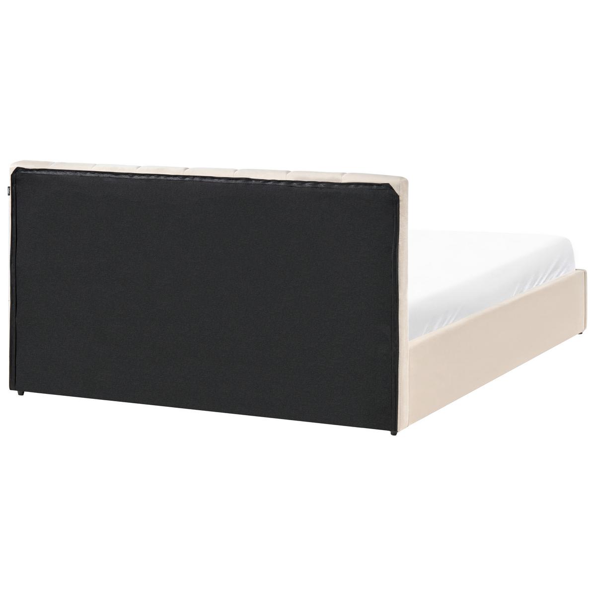 BETT mit Stauraum 180/200 cm Samtstoff Hellbeige Dreux - Beige, Textil (180/200cm) - Beliani