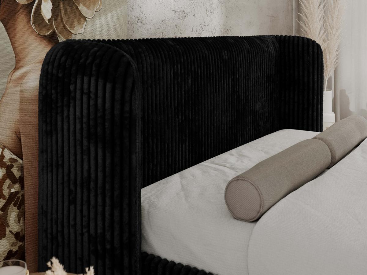 POLSTERBETT EMORA CLASSIC DUO 160/200 - Schwarz Cord - Multipocket-Matratze - Schwarz, Textil (160/200cm) - MKS