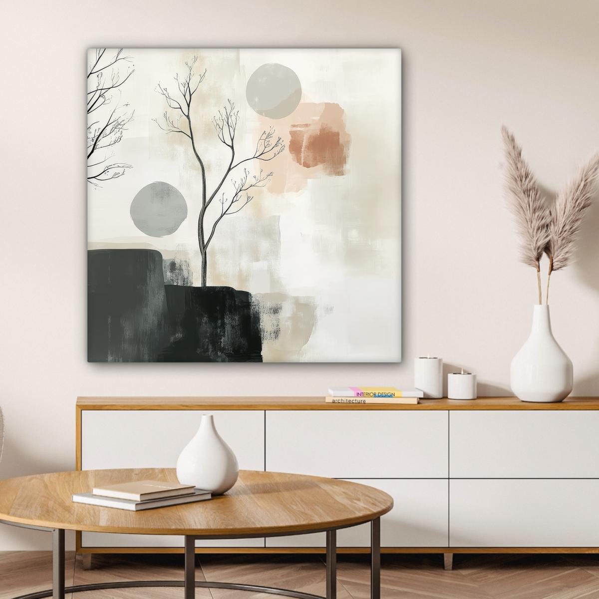 LEINWANDBILD Wabi sabi - Beige - Pflanze Deko Groß 90x90 cm - Sandfarben, Textil (90/90cm) - MuchoWow