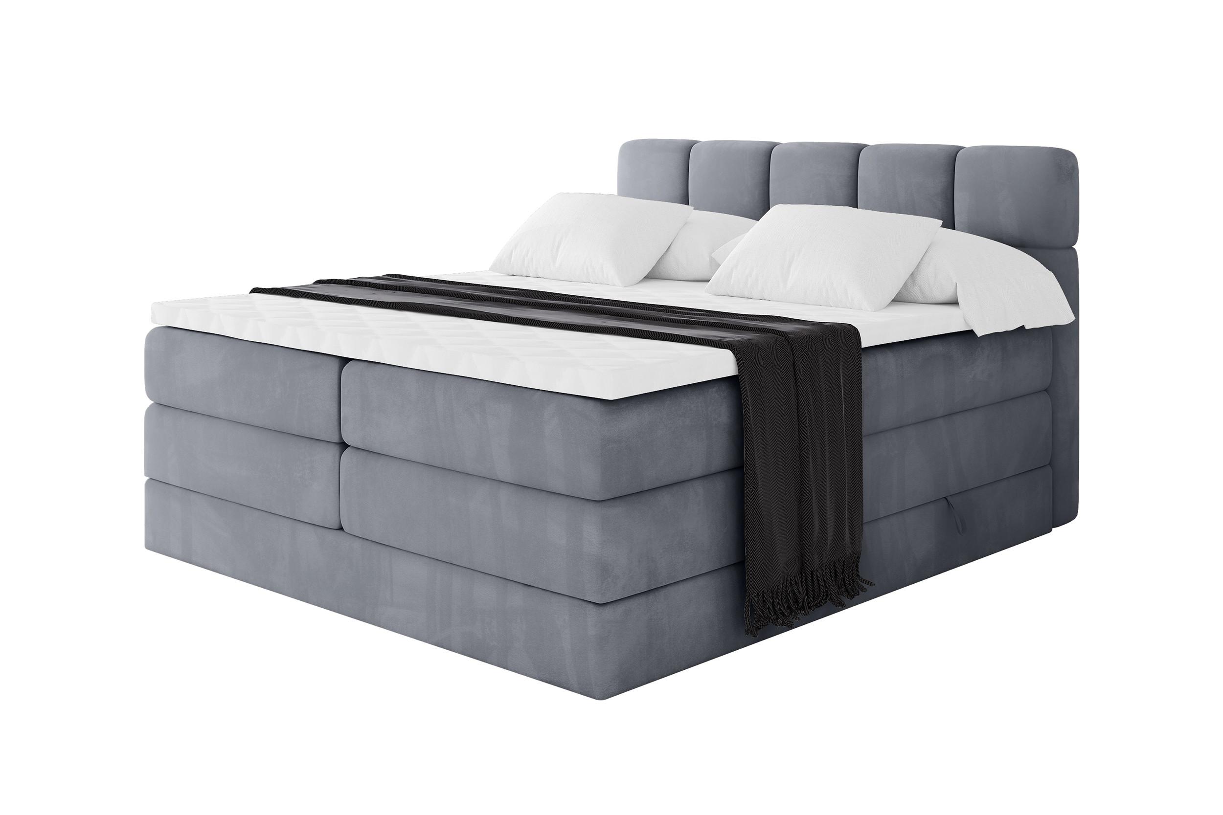 BOXBETT mit Matratze H3/H4 - FAMA KING - 200x200 cm Grau Casablanca - Grau, Holzwerkstoff (200/200cm) - ALTDECOR