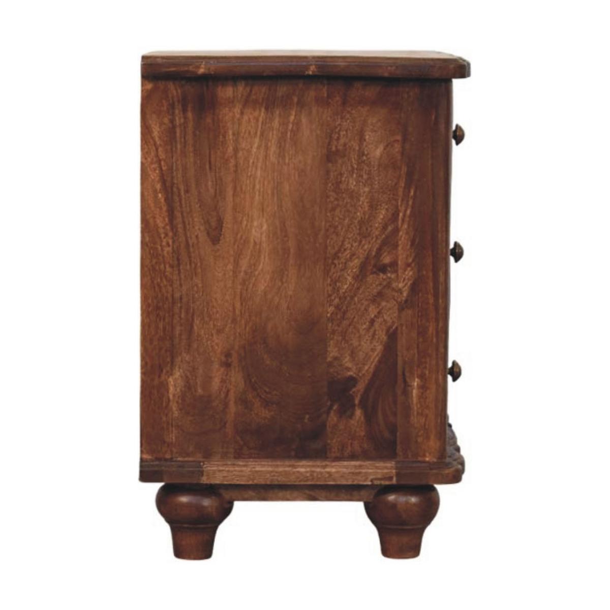 NACHTKASTEN Valencia, 3 Schubladen, Dunkelbraun - Dunkelbraun/Messingfarben, Holz/Metall (55/63/40cm) - Artisan Furniture