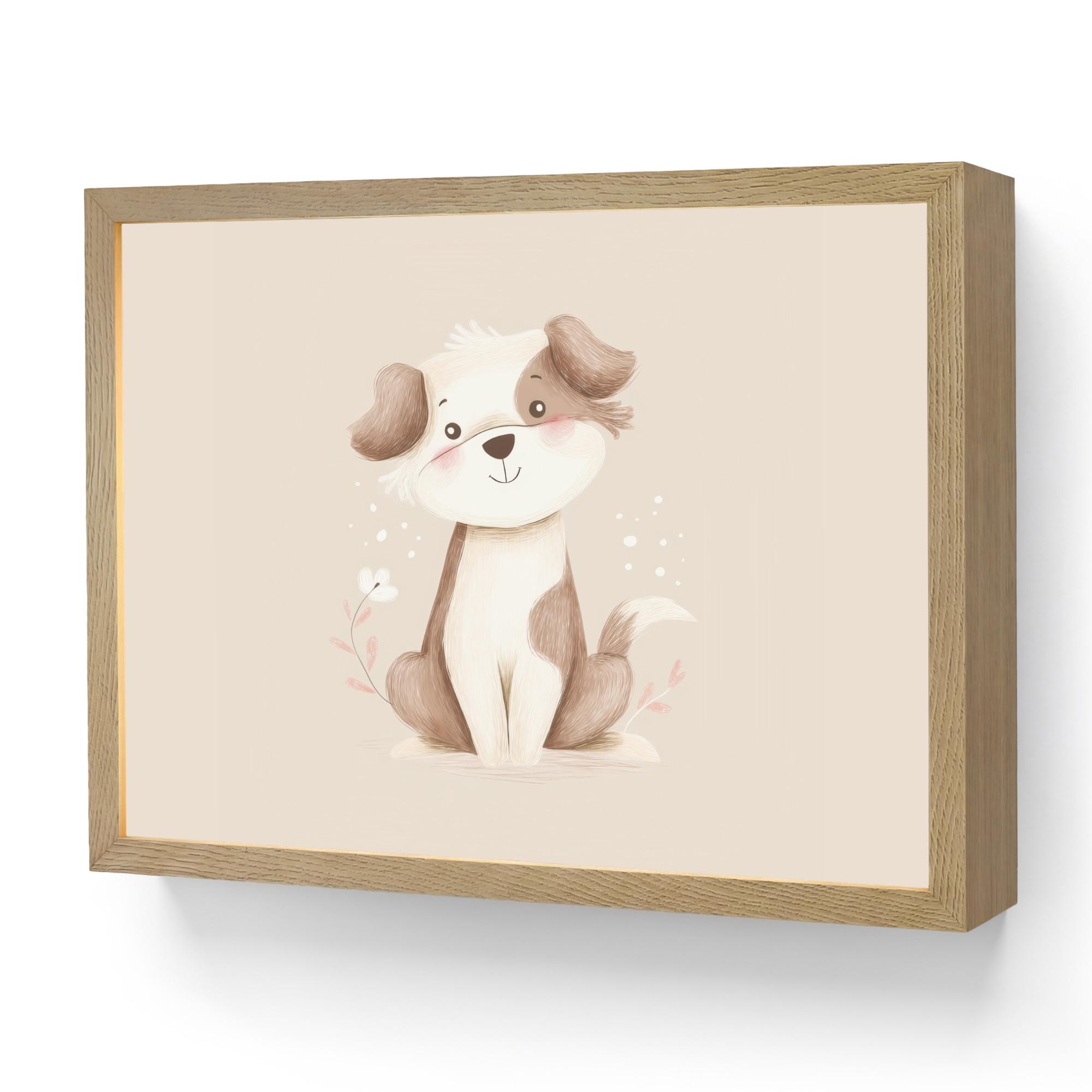 NACHTTISCHLAMPE MIT AKKU Hund - Gefleckt - Braun 40x30 cm - Beige, Holzwerkstoff (8/40/30cm) - OnlyWow