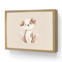 WANDLEUCHTE MIT AKKU Hund - Gefleckt - Braun 40x30 cm - Beige, Holzwerkstoff (40/30/8cm) - OnlyWow