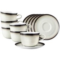 MILCHKAFFEETASSEN MIT UNTERTASSEN Terra Corso 400 ml 6er Set - Beige/Grau, Keramik (0.4L) - Seltmann Weiden