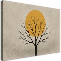 LEINWANDBILD Baum Sonne Minimalismus Beige 100x70cm - Grau, Textil (100/70cm) - Feeby
