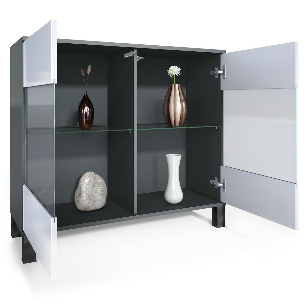 KOMMODE Bari Creme Hochglanz - Creme, Holzwerkstoff (92.5/84.5/35cm) - Vladon