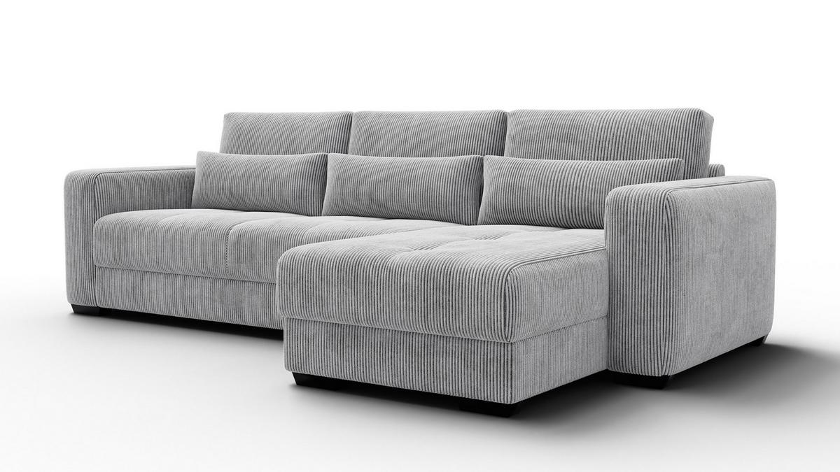 ECKSOFA OLI 4-Sitzer rechts, hellgrau - Hellgrau, Holz/Textil (295/172cm) - Wozimo