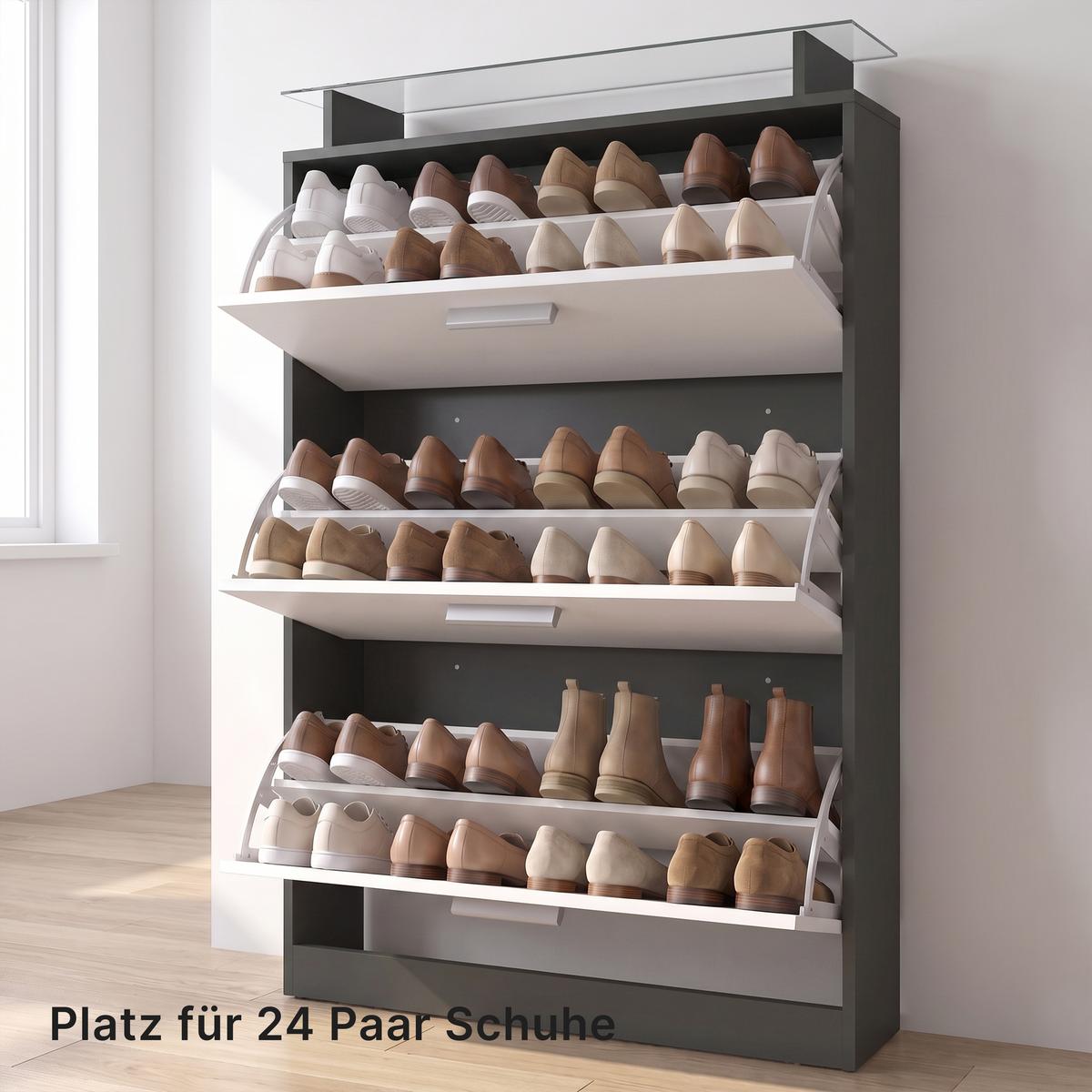 SCHUHSCHRANK Lavia Front in Eiche sägerau - Eiche San Remo, Holzwerkstoff (89/128/23cm) - Vladon