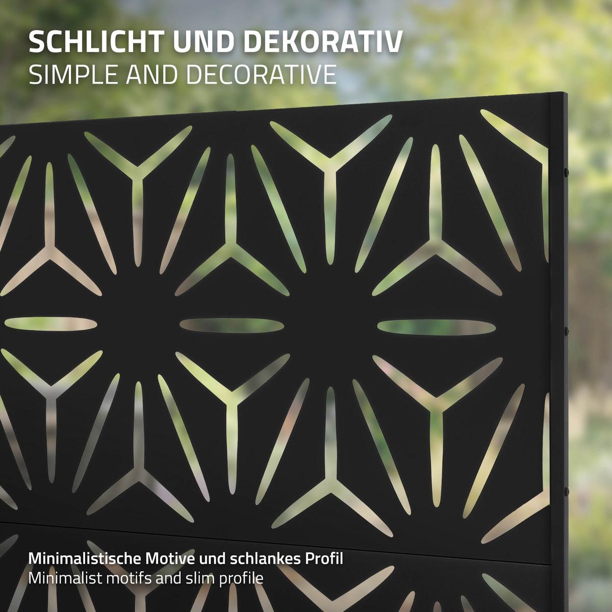 METALL-SICHTSCHUTZ Torino 120x180 cm Schwarz aus Stahl - Schwarz, Metall (120/183cm) - ML-DESIGN