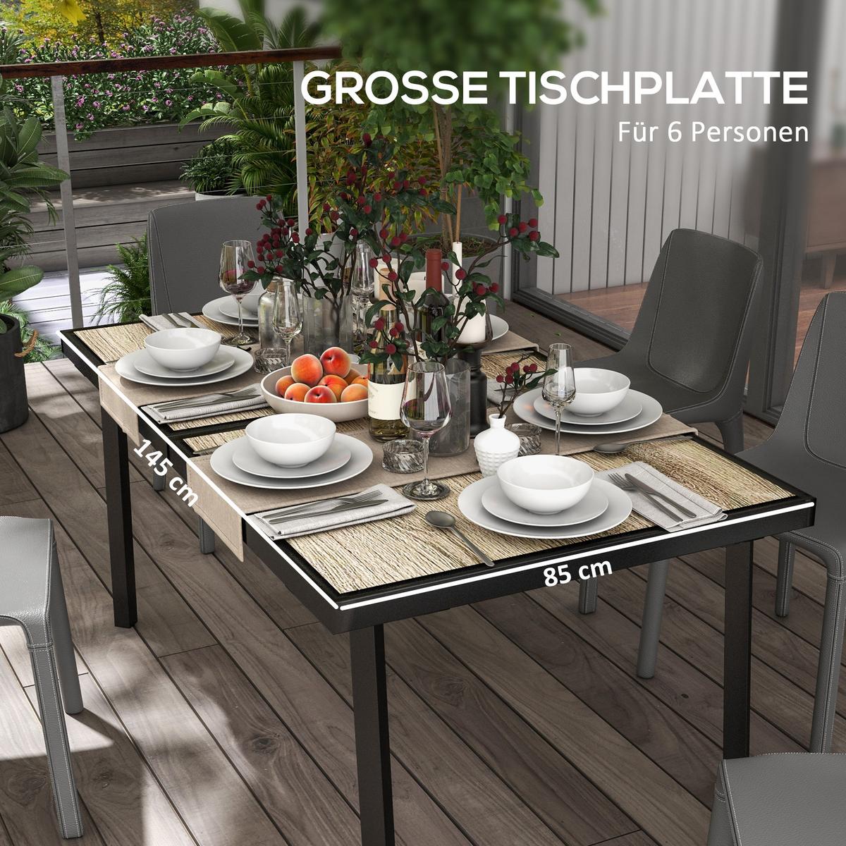 GARTENTISCH, Bistrotisch, Grau, Stahl - Grau, Kunststoff (145/85/72cm) - Outsunny
