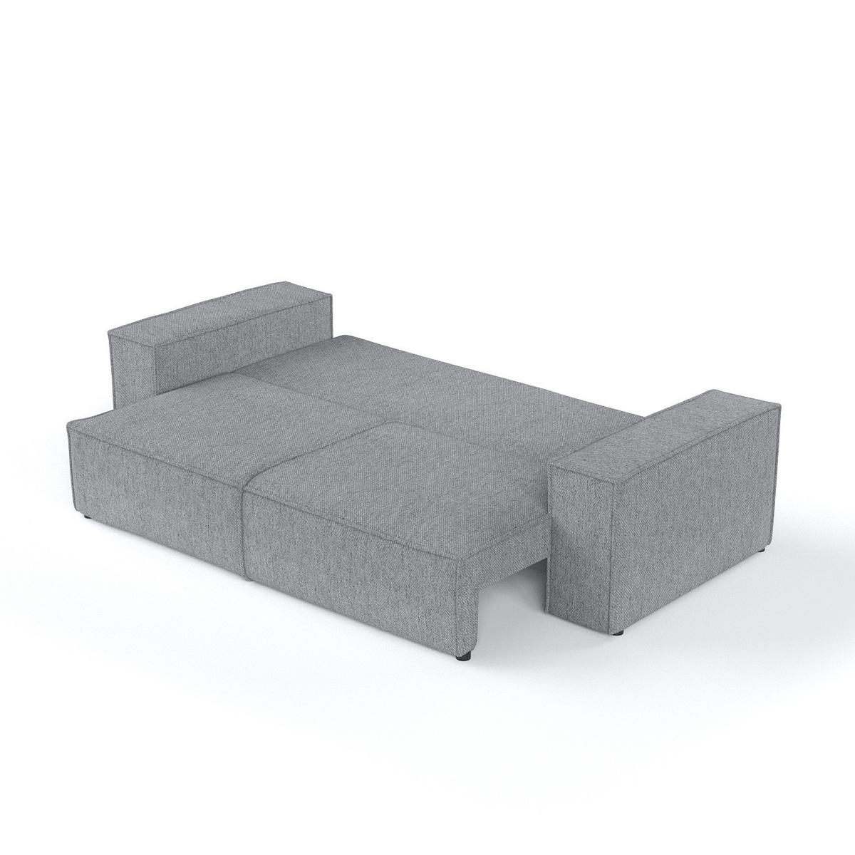 SOFA RESSO mit Schlaffunktion Grau im Neve Stoff - Schwarz/Grau, Holz/Holzwerkstoff (255/70/105cm) - AltaBeds