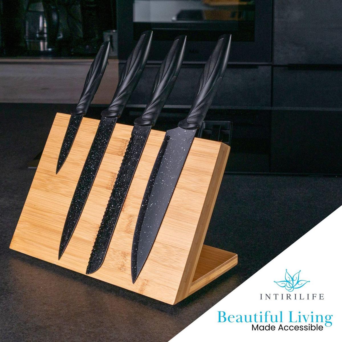 MESSERBRETT/BLOCK magnetisch - Braun, Holz (18/19/30cm) - Intirilife
