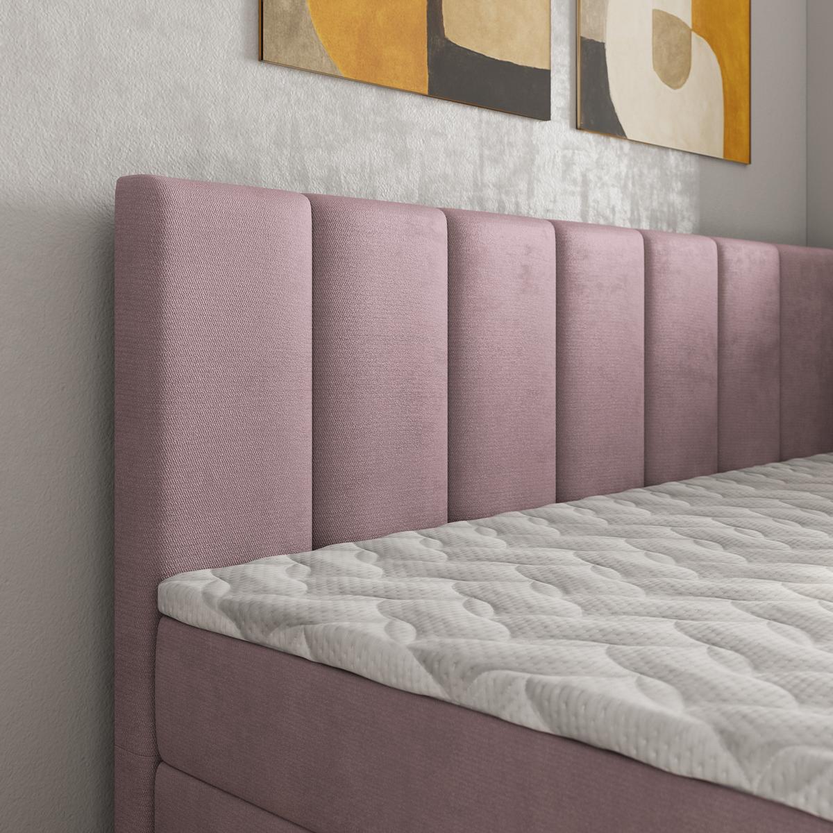 BOXBETT BEVE 90x200 cm mit Matratze und Topper, H2+H3 - Rosa - Rosa, Holz (90/200cm) - MASSENO