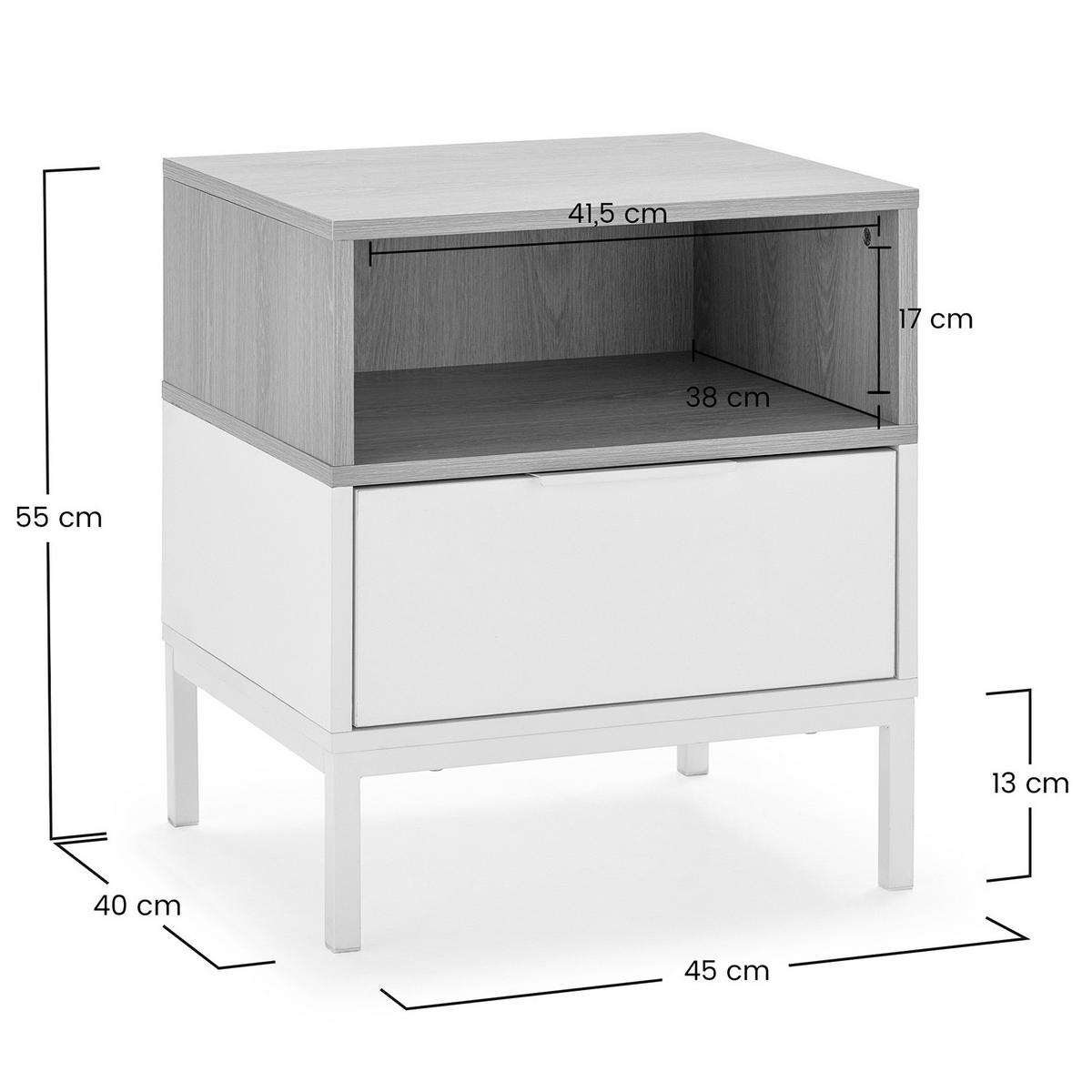 NACHTTISCH Nieve 1 schublade Weiß - Weiß, Holzwerkstoff (45/55/40cm) - VS Venta-stock