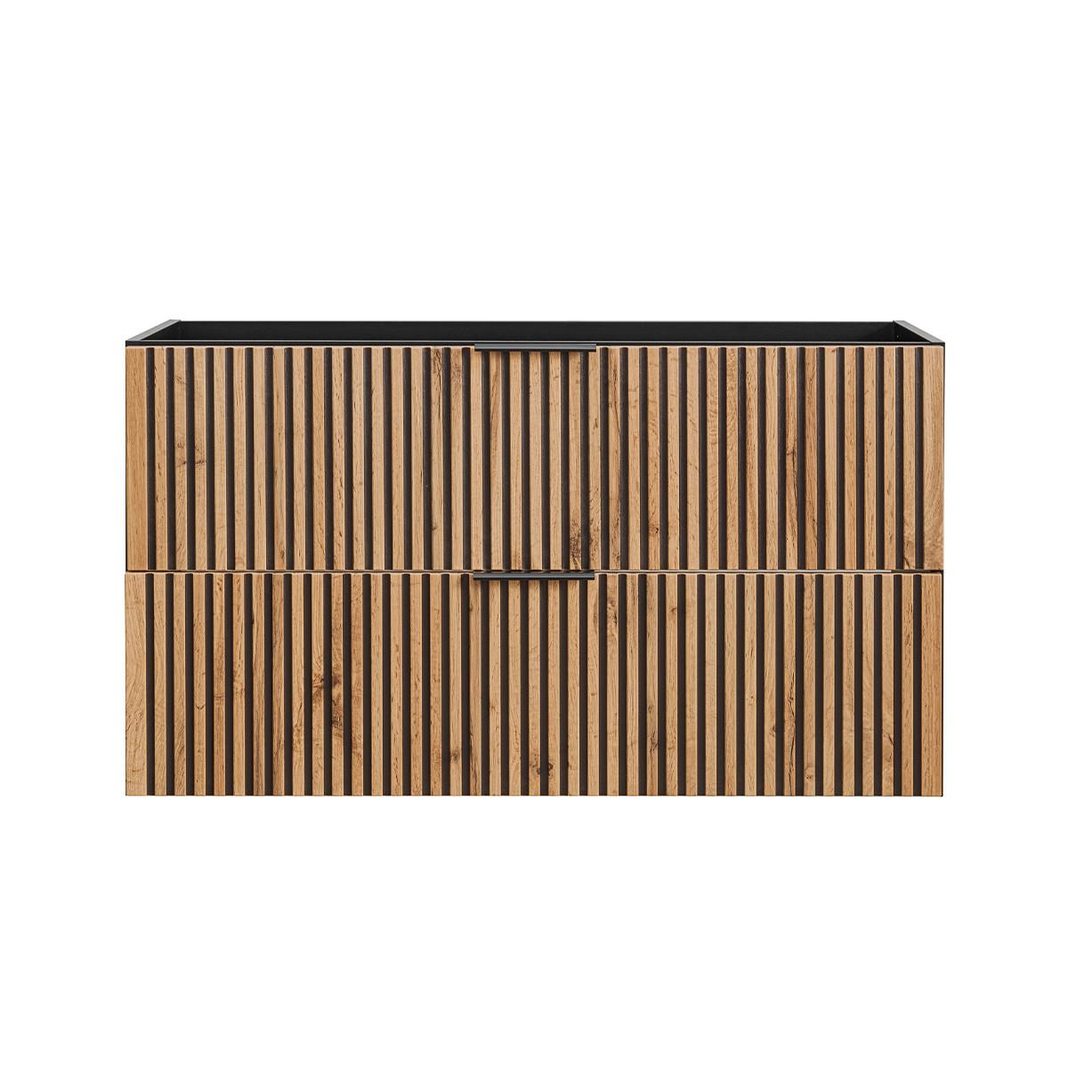 WASCHTISCHUNTERSCHRANK 100.2cm Gaia Holz in Eichenoptik und Schwarz - Schwarz, Holzwerkstoff (100.2/57/46cm) - Petits-meubles