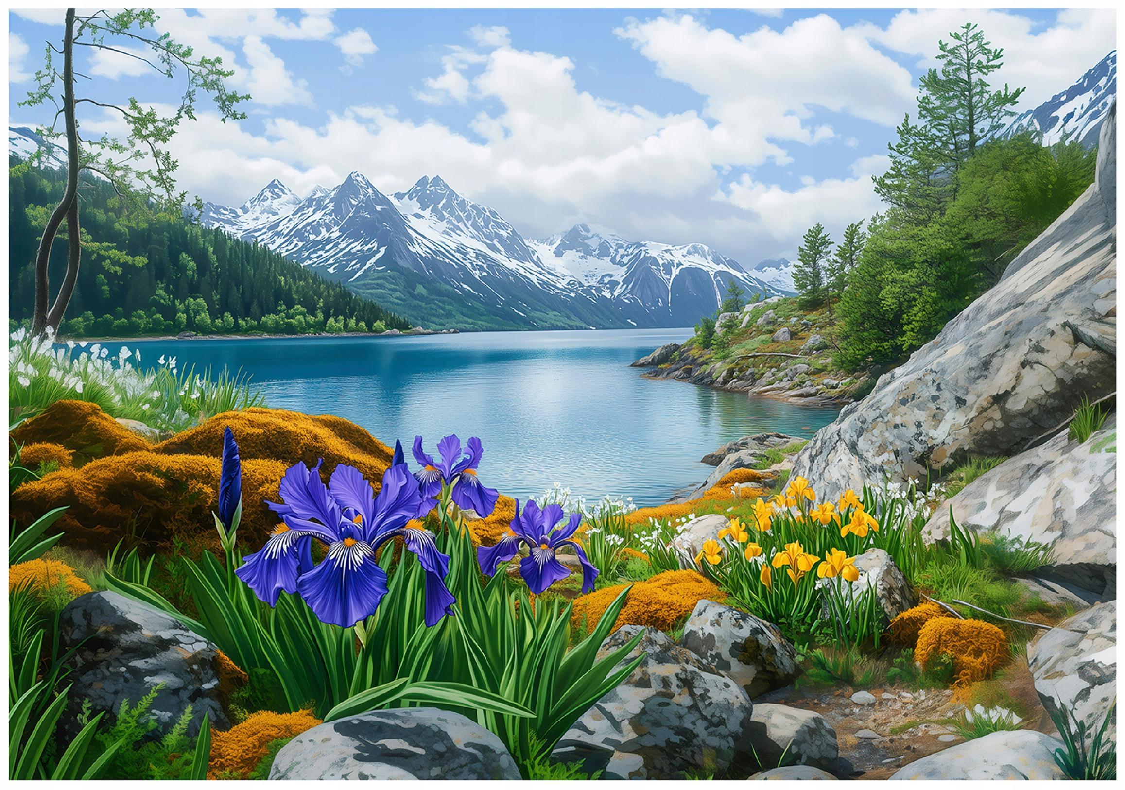 FOTOTAPETE Landschaft Natur Berge Vlies Tapete Wohnzimmer 250x175 - Grün, Papier (250/175cm) - Wallarena