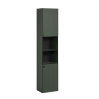 BADEZIMMERSÄULE mit Rillen, 2 Türen und 2 Fächern - purebliss 112/15/44,5 cm - Grün, Holzwerkstoff (40/186/31cm) - Trendteam