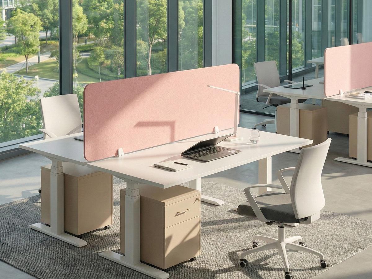 SCHREIBTISCHTRENNWAND 160/50 cm Pfirsichrosa Split - Pink, Textil (160/50/1cm) - Beliani