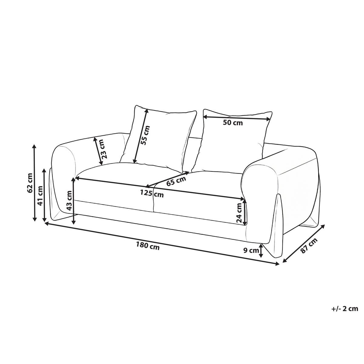 2-SITZER-SOFA Bouclé Weiß Vinliden - Dunkelbraun, Textil (180/62/87cm) - Beliani