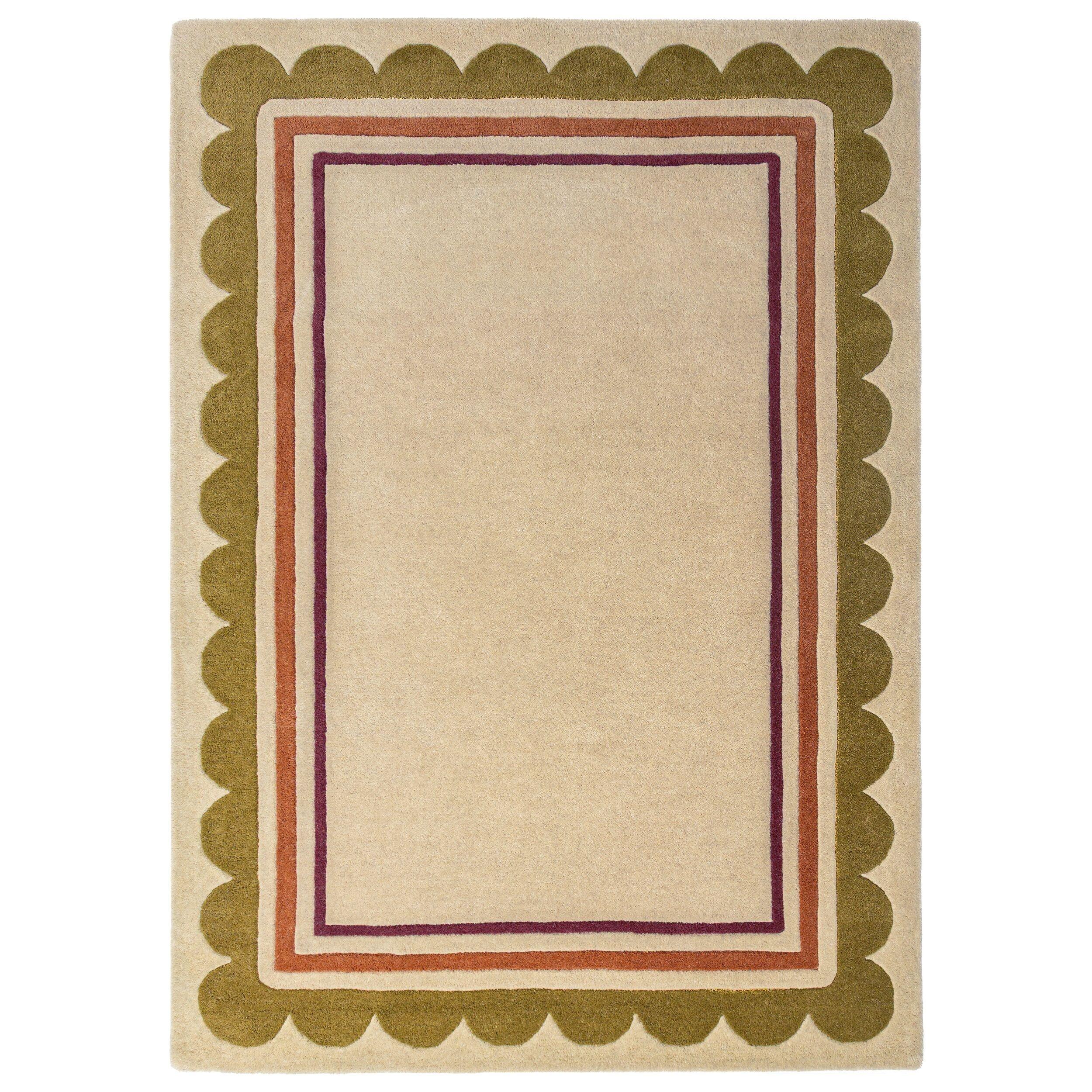 WOLLTEPPICH handgetuftet WENSUM, Scallop-Bordüre, Beige-Multicolor, 120 x 170 cm - Beige, Textil (120/170cm) - KADIMA DESIGN
