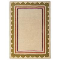 TEPPICH aus Wolle, handgetuftet, WENSUM, in Beige-Multicolor, Scallop-Bordüre, 120 x 170 cm - Beige, Textil (120/170cm) - KADIMA DESIGN