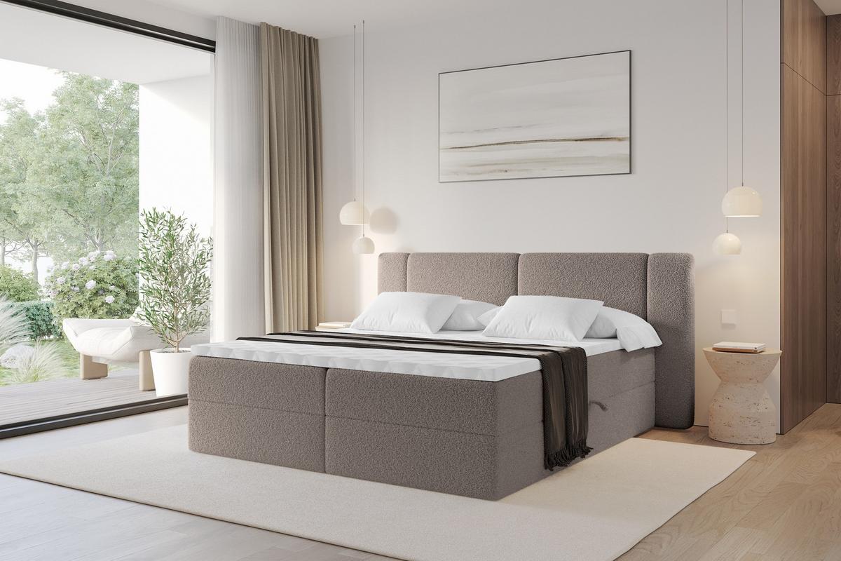 BOXBETT mit Matratze H3 - EVON - 180x200 cm Braun - Braun, Holzwerkstoff (180/200cm) - ALTDECOR