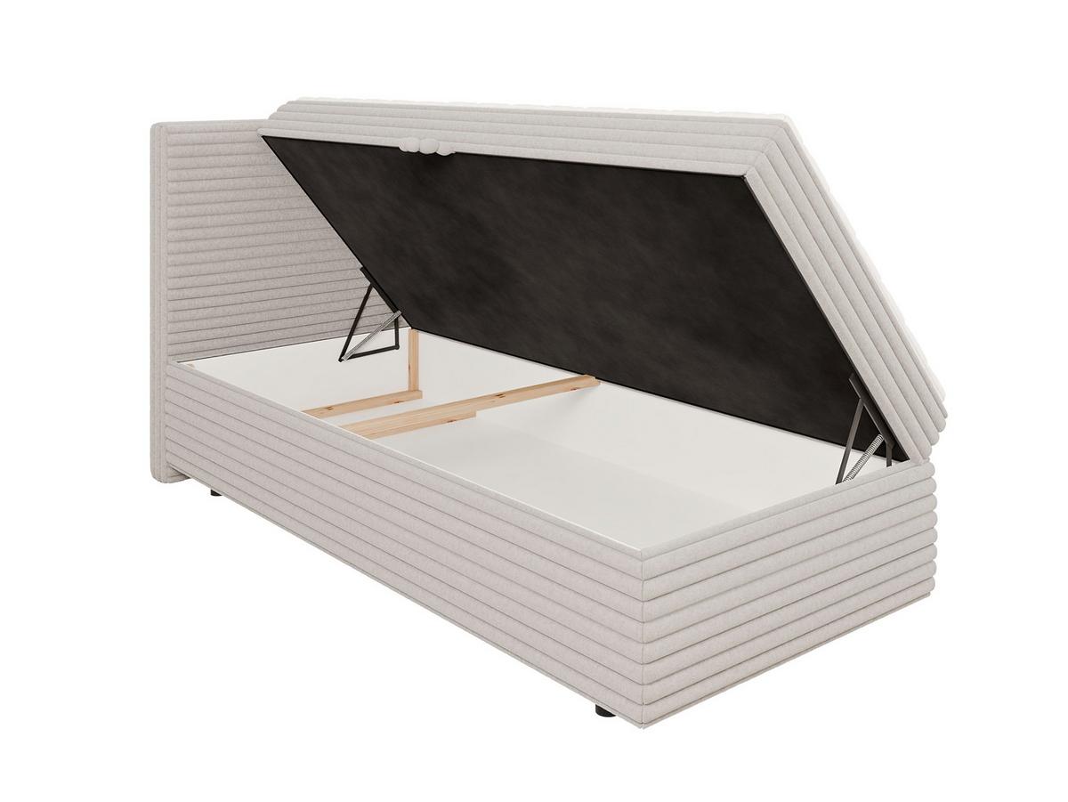 BOXBETT Roma 90/200 cm Hellgrau Plüschcord - Hellgrau/Schwarz, Holz/Kunststoff (90/200cm) - S-Style Möbel