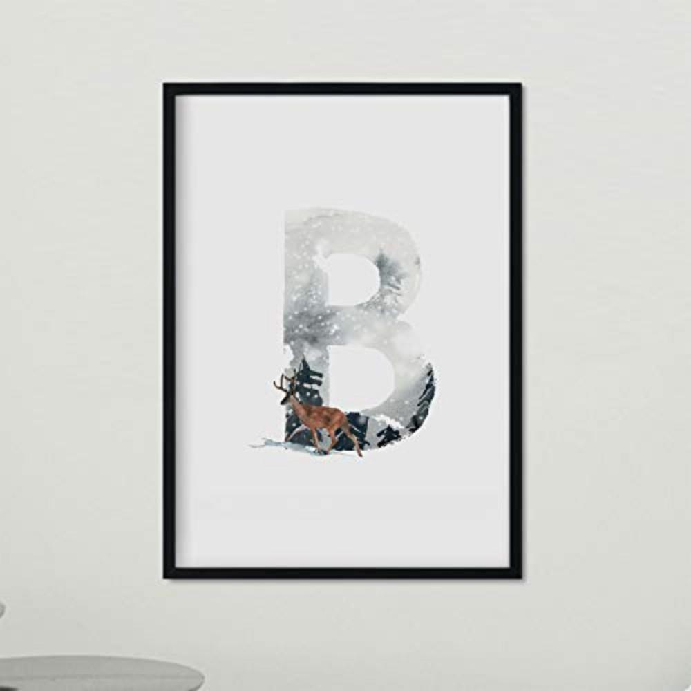 POSTER Gerahmtes - Buchstabe B A4 Schwarzer Rahmen - Schwarz, Papier (29.7/5/21cm) - Nacnic