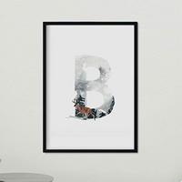 POSTER Gerahmtes - Buchstabe B A4 Schwarzer Rahmen - Schwarz, Papier (29.7/5/21cm) - Nacnic