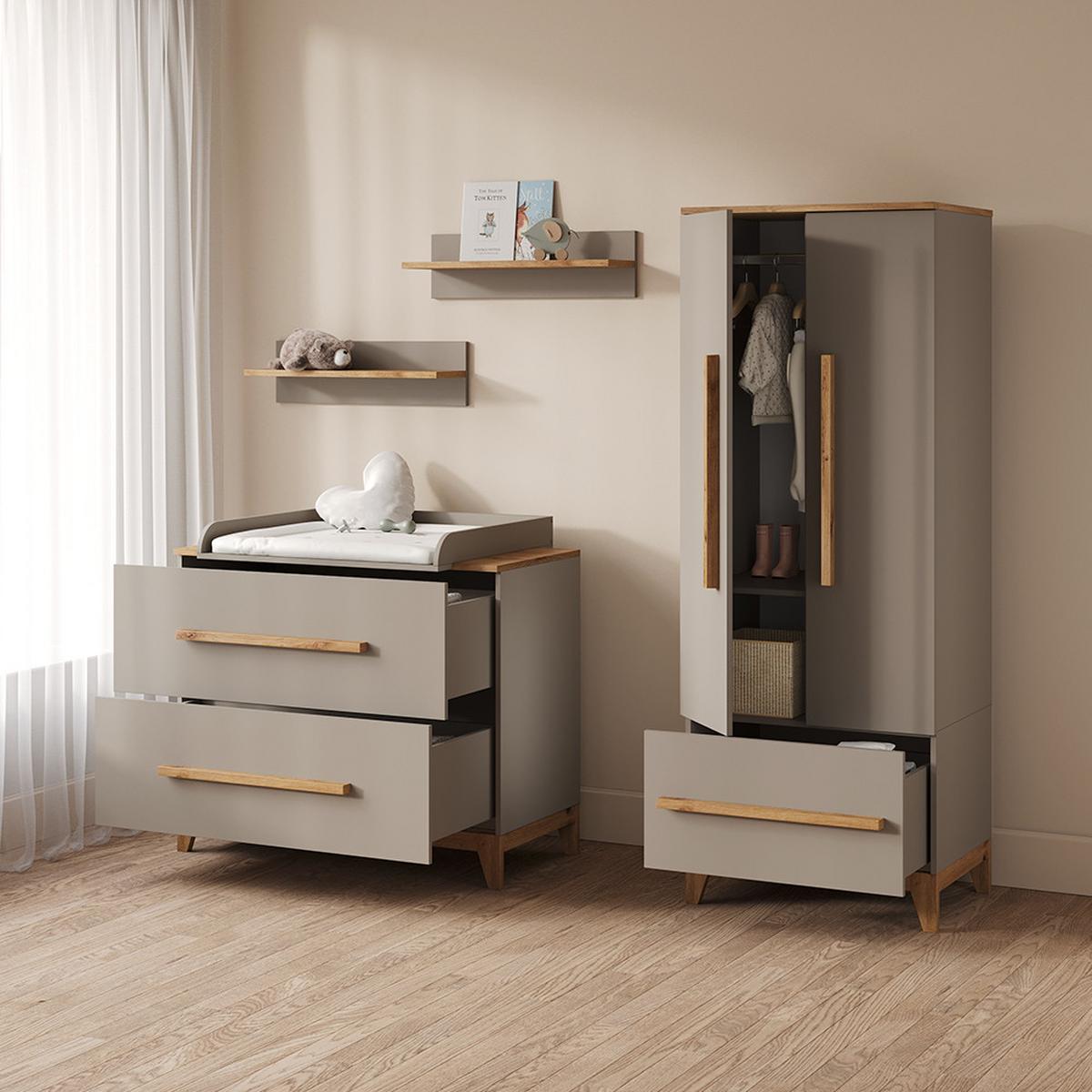 WICKELKOMMODE Mailo Cashmere/Artisan mit 2 Schubladen - Kaschmir/Eiche Artisan, Holzwerkstoff (108/98/70cm) - Livinity®