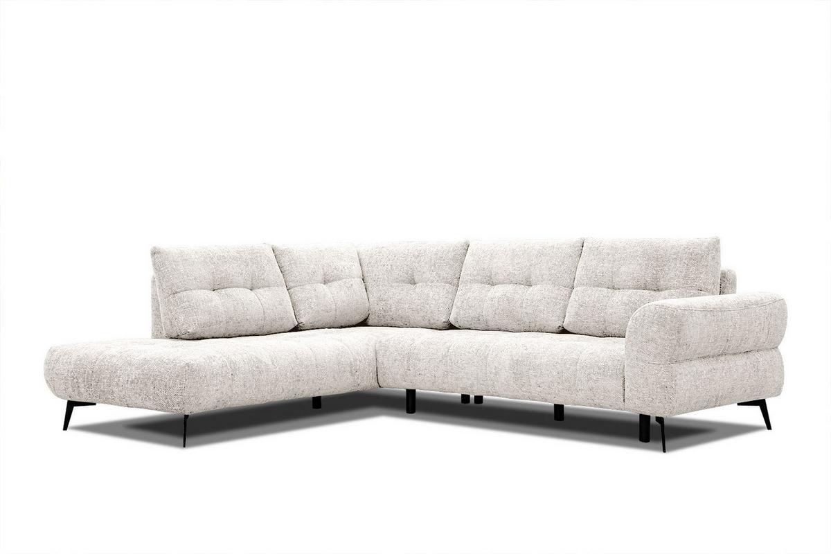ECKSOFA SALVINI 5-Sitzer, ecru - Ecru/Schwarz, Holzwerkstoff/Textil (158/292cm) - Wozimo