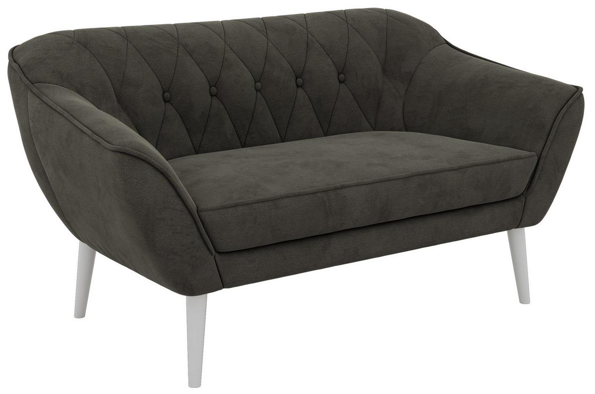 2-SITZER-SOFA PIRS - Dunkelgrau Velvet - Weiße Beine - Dunkelgrau/Weiß, Holzwerkstoff/Textil (140/75/74cm) - MKS