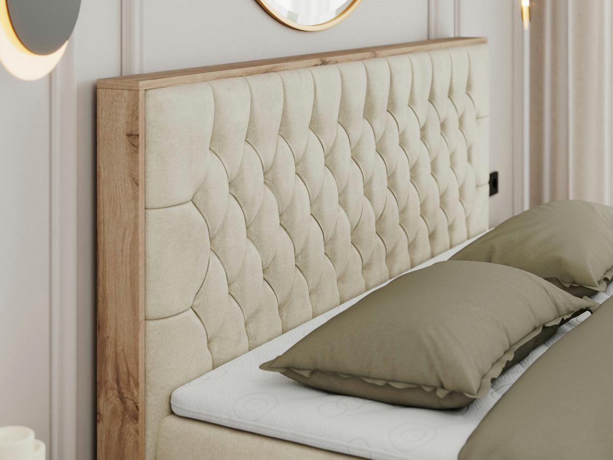 BOXBETT AMORE 140/200 Beige Struktur - H4 - Beige, Holz/Textil (140/200cm) - MKS