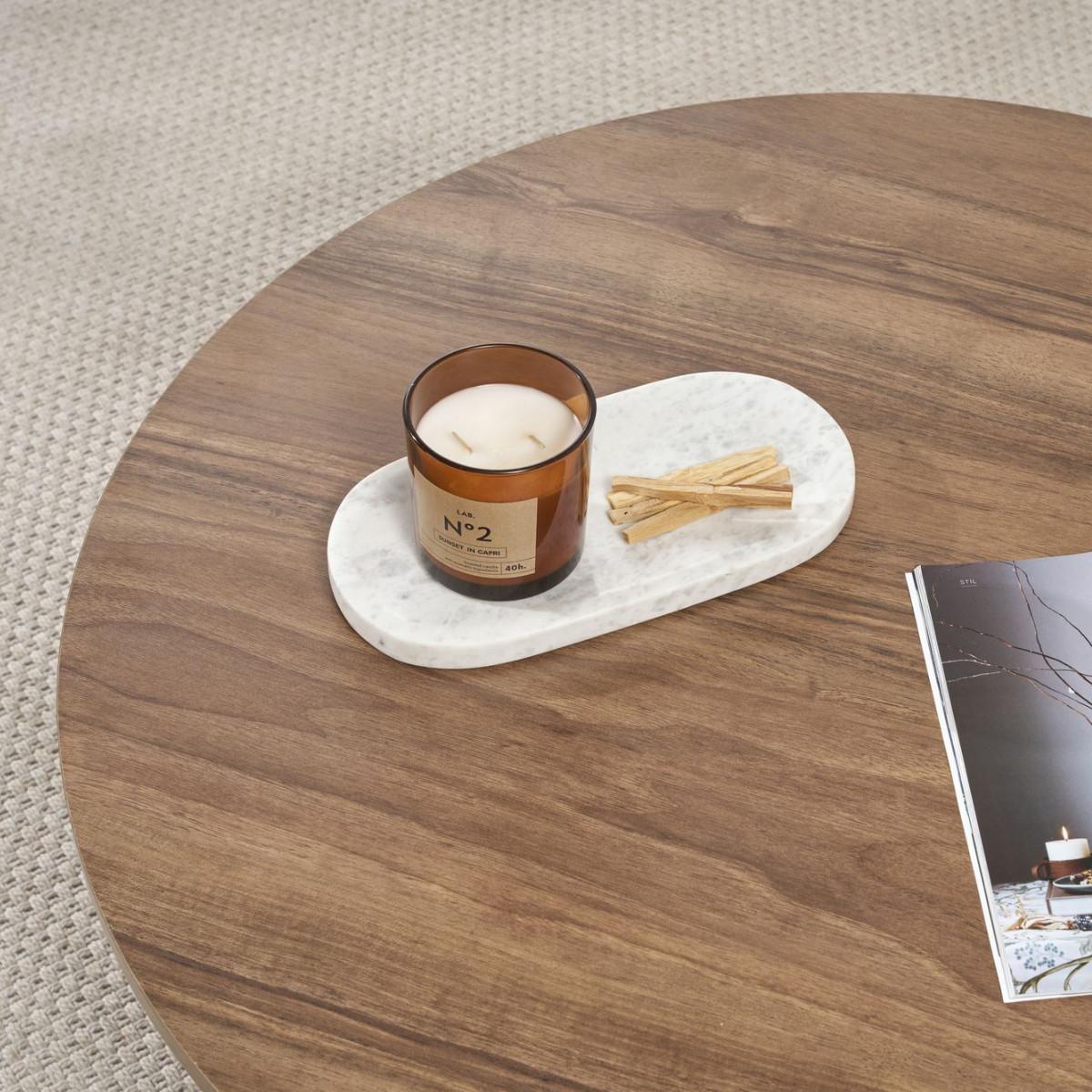 COUCHTISCH mit abgerundeter Platte - soleil 90/90/40 cm - Naturfarben, Holzwerkstoff (95/90/40cm) - Calicosy